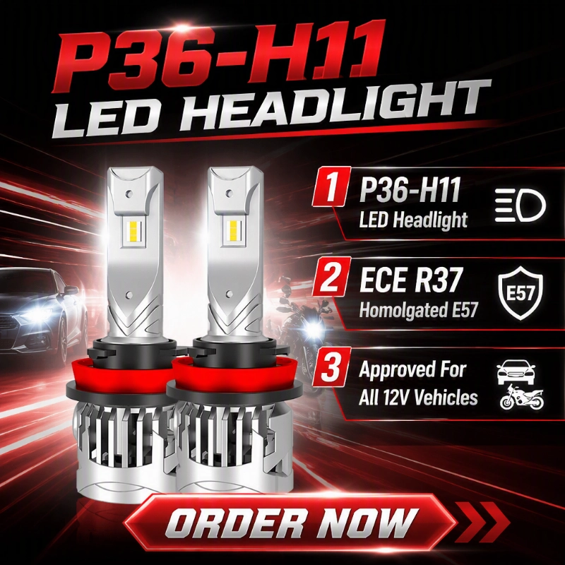 Luxfighter toob turule ECE R37 sertifikaadiga P36 H11 LED esitule pirni